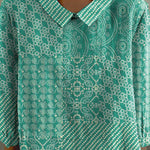 Simple Ethnic Pattern Printed Women's Casual Cotton And Linen 3/4 Sleeve Shirt