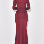 Bodycon Long Sleeves Solid Color Split-Joint Tied Waist Half Turtleneck Maxi Dresses