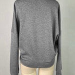 Long Sleeves Loose Belt Buckle Solid Color Round-Neck Sweatshirt Tops