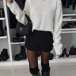 Margovil Crewneck Bow Back Cut Out Cozy Sweater