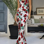 Margovil Spaghetti Strap Open Back Floral Print Maxi Dress