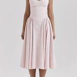 Margovil Spaghetti Strap Pocketed Corset Swing Midi Dress