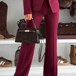High Waist Straight Leg Tailored Suit Pants