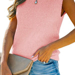 Margovil Mockneck Sleeveless Solid Knit Top