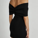 Margovil Bow Off Shoulder Bodycon Mini Party Dress