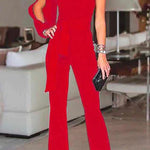 Margovil One Shoulder Slit Sleeve Tie Knot Jumpsuit