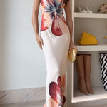 Chic Strapless Tube Floral Print Maxi Party Dress