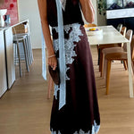 High Rise Lace Trim Satin Maxi Skirt