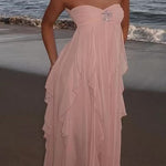 Margovil Sleeveless Open Back Ruffle Trim Slit Maxi Dress