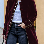 Warm velvet patchwork multi-button women's jacket