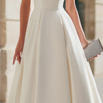 Sweetheart Neckline Cap-Sleeve A-Line Midi Dress