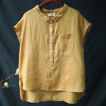 Ladies Casual Sleeveless Shirt With Lapel Button Design