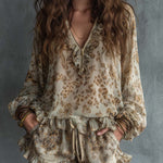 Boho Vintage Floral Chiffon Blouse & Shorts Set