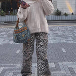 Fashionable Irregular Collar Loose Casual Knitted Sweater