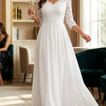 A-Line High Waisted Pleated See-Through Solid Color Split-Joint V-Neck Maxi Dresses