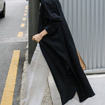Simple Long Sleeves Split-Side Solid Color Lapel Midi Dresses Shirt Dress