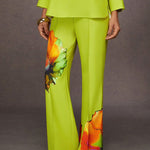Loose Wide Leg Elasticity Flower Print Pleated Pants Trousers
