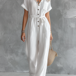 Stylish Casual Vacation V-neck Short Sleeve Jumpsuit