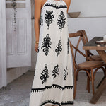 A-Line Loose Contrast Color Halter-Neck Maxi Dresses