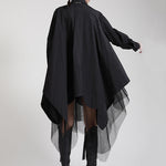 Urban Loose Split-Joint Lapel Long Sleeves Midi Dress