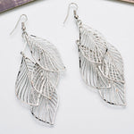 Stylish Silver&Gold Multi-Layer Leaf Hollow Earrings