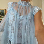 Solid Mockneck Tulle Cover Up Top with Crop Lace Camisole
