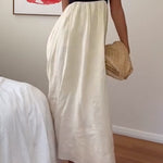 Margovil Backless Color Block Splice Swing Maxi Cami Dress