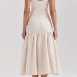 Margovil U Neck Sleeveless Ruffle Bodycon Midi Dress