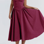 Margovil Spaghetti Strap Pocketed Corset Swing Midi Dress