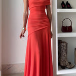 Off Shoulder Ruched Flare Maxi Dress(in 9 Colors!)