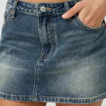 Margovil One Button Pocketed Denim Mini Skirt