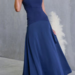 Strapless Tube Splice Swing Maxi Party Dress