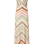 V Neck Open Back Colorful Print Maxi Dress
