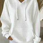 Women's Casual Waffle Jacquard Multicolor Hoodie