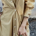 Long Sleeves Loose Asymmetric Solid Color Lapel Shirt Dress