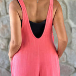 Cassie Button Patch Pocket Suspender Wide Leg Jumpsuit