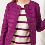 QUILTED COLLARLESS JACKET