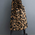 Long Sleeves Loose Buttoned Leopard Pockets Split-Joint V-Neck Outerwear Trench Coats