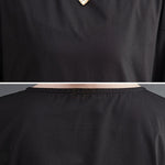Loose Short Sleeves Solid Color Split-Joint Round-Neck Midi Dresses