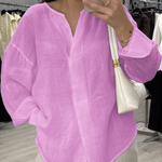Women's Casual Solid Color Cotton Linen Shirt