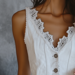 Vintage Lace Collar Sleeveless Vest