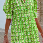Fashion casual plaid print half-sleeved shirt dress