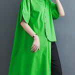 Irregular Clipping Solid Color Lapel Shirts Tops