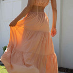 Sleeveless Open Waist Panel Layered Long Swing Dress