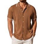 Men's Knitted Single-Breasted Short-Sleeved Polo Shirt
