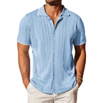 Men's Knitted Single-Breasted Short-Sleeved Polo Shirt