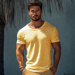 Men's Casual Cotton Round Neck Slim Fit Short Sleeve T-Shirt