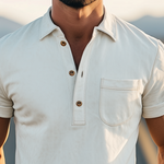 Men's Spring Fashion Retro Western Style Suede Short Sleeve Polo Shirt