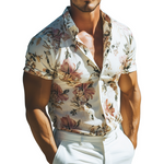 Men's Retro Casual Beach Hawaiian Floral Lapel Short Sleeve Shirt