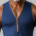 Men's Summer Fashion Sports Fabric V-Neck Zipper Tank Top
